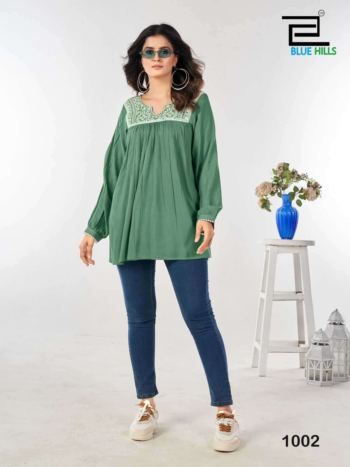 BLUE HILLS PRESENTS COKE STYLISH LOOK RAYON READYMADE GIRLS SHORT TOP CATALOG WHOLESALER AND EXPORTER 