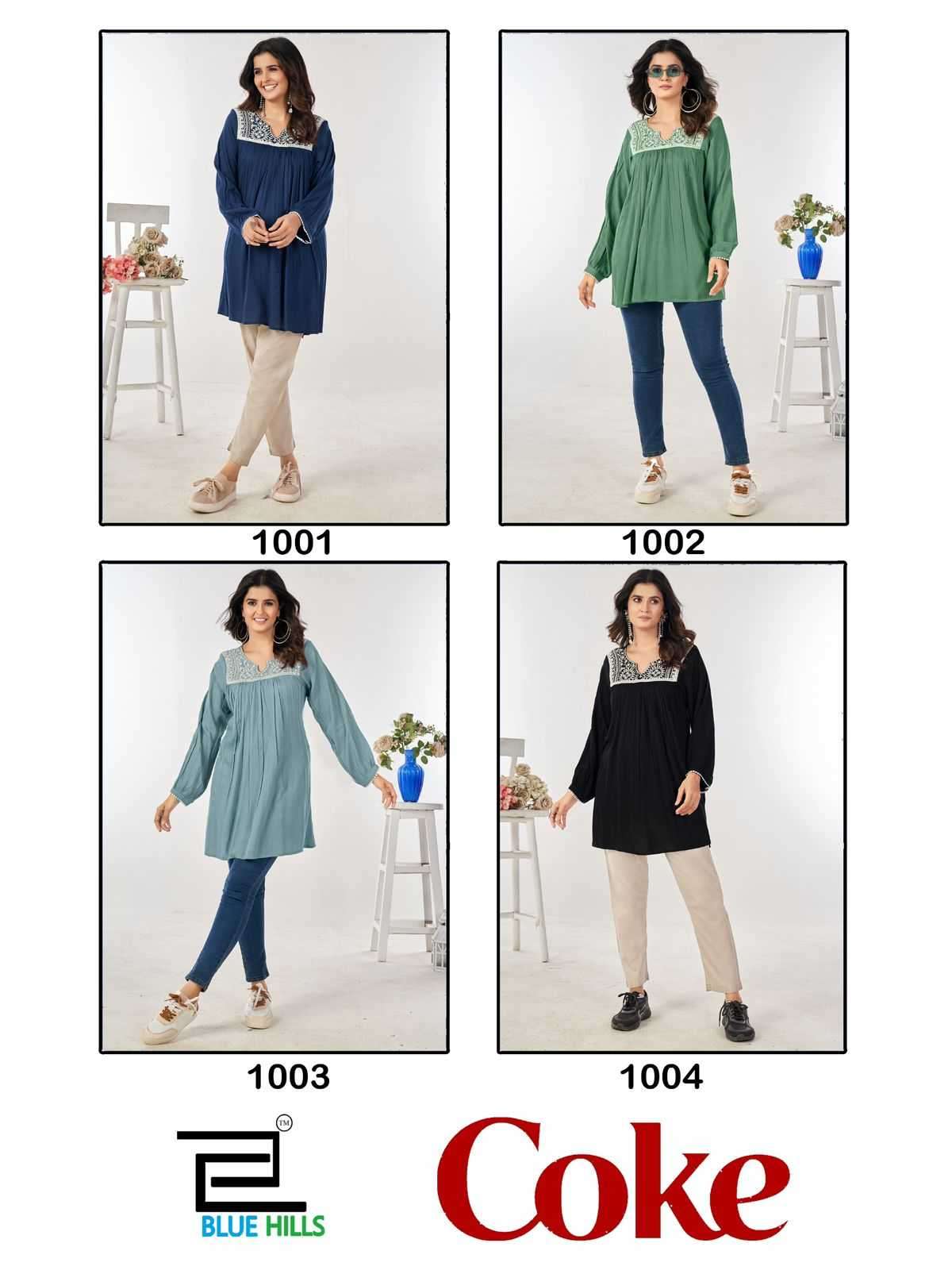 BLUE HILLS PRESENTS COKE STYLISH LOOK RAYON READYMADE GIRLS SHORT TOP CATALOG WHOLESALER AND EXPORTER 