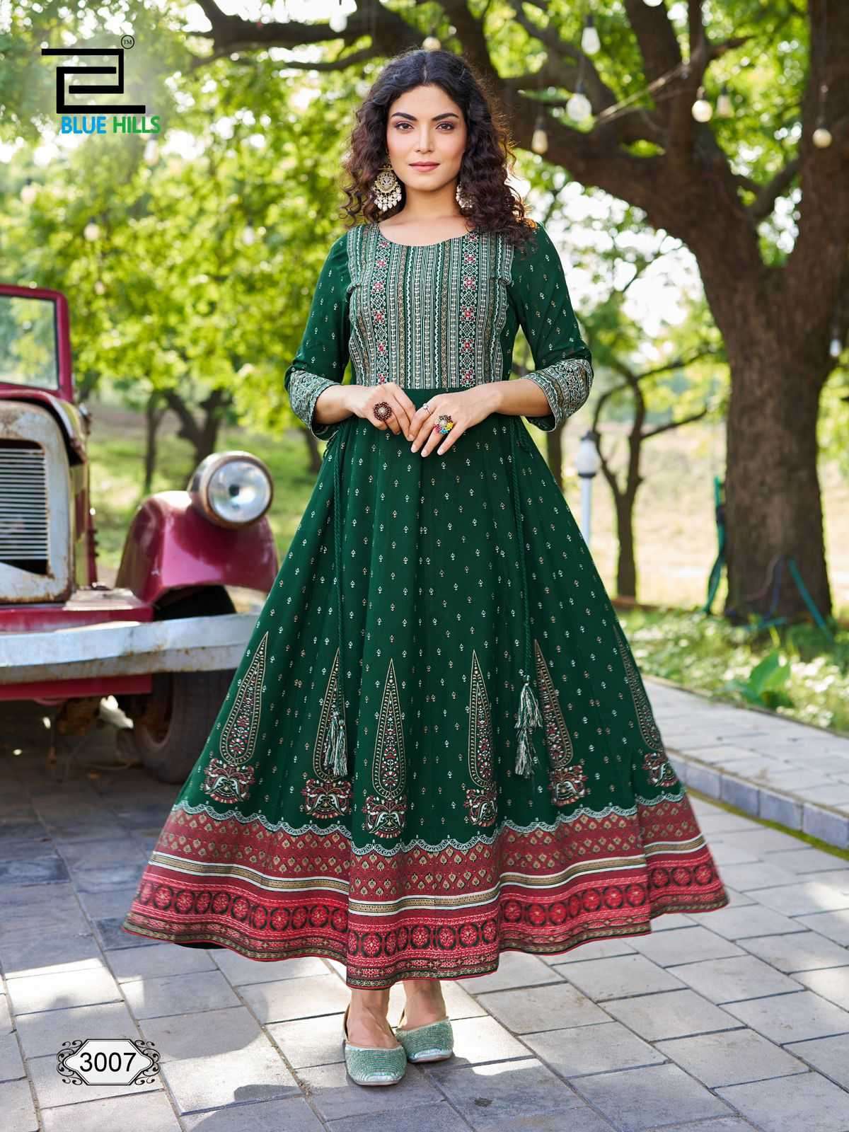 BLUE HILLS PRESENTS INAYA VOL-3 RAYON READYMADE BIG SIZE FROCK STYLE LONG KURTI CATALOG WHOLESALER AND EXPORTER 