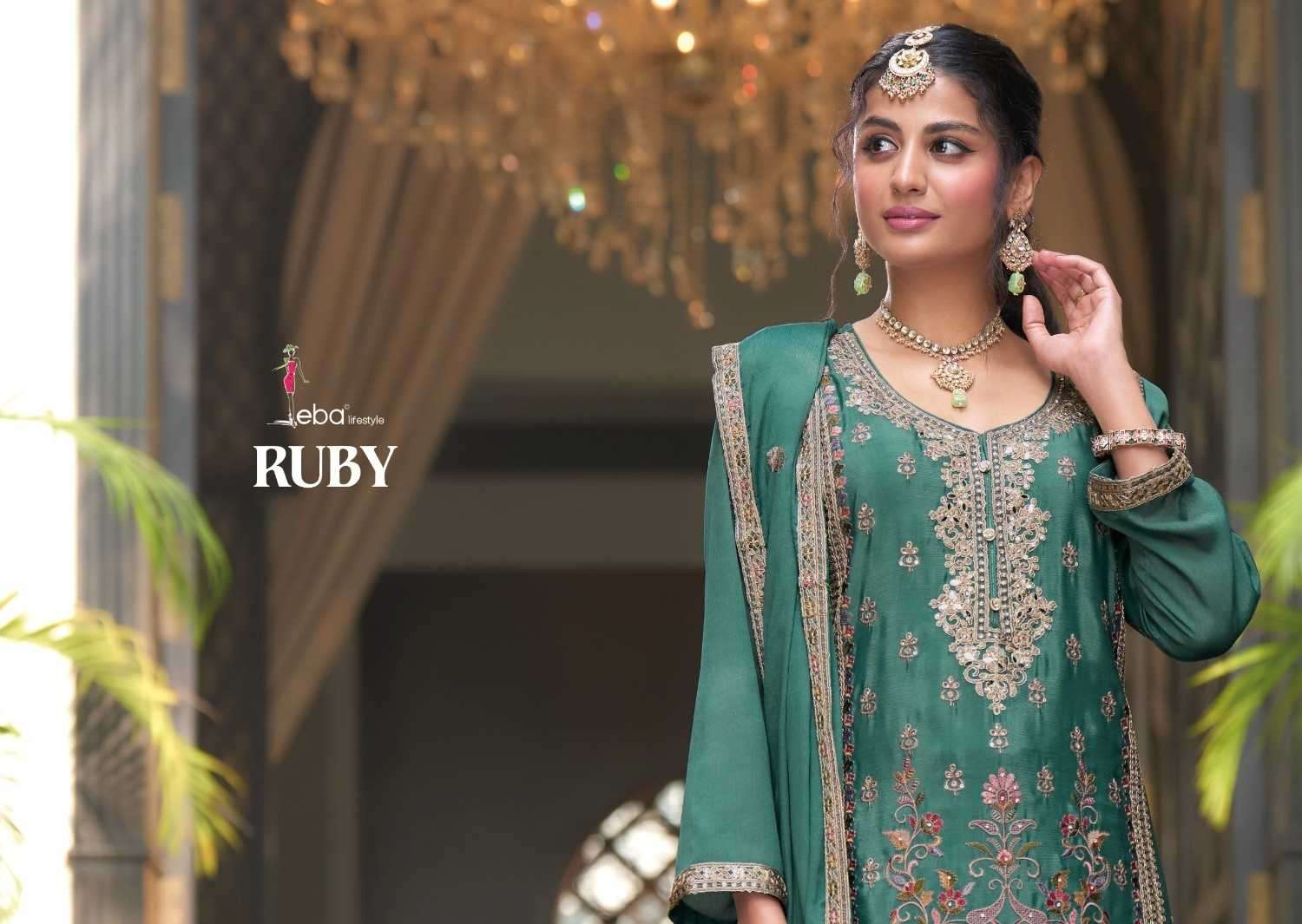 EBA LIFESTYLE PRESENTS RUBY CHINON READYMADE PARTY WEAR LADIES SUIT CATALOG WHOLESALER AND EXPORTER 