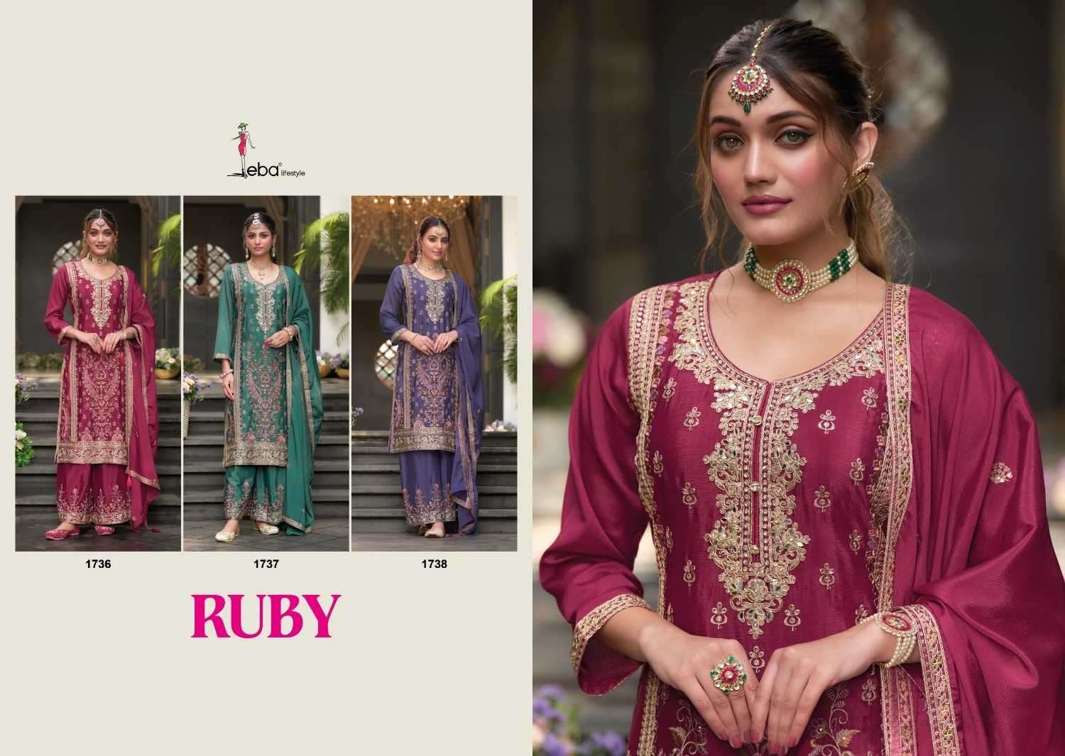 EBA LIFESTYLE PRESENTS RUBY CHINON READYMADE PARTY WEAR LADIES SUIT CATALOG WHOLESALER AND EXPORTER 