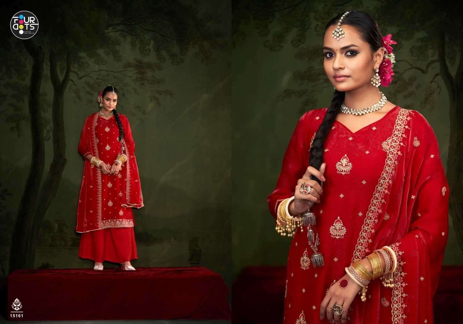 FOURDOTS PRESENTS GAJBAN VISCOSE FANCY SILK LADIES 3PCS DRESS CATALOG WHOLESALER AND EXPORTER 