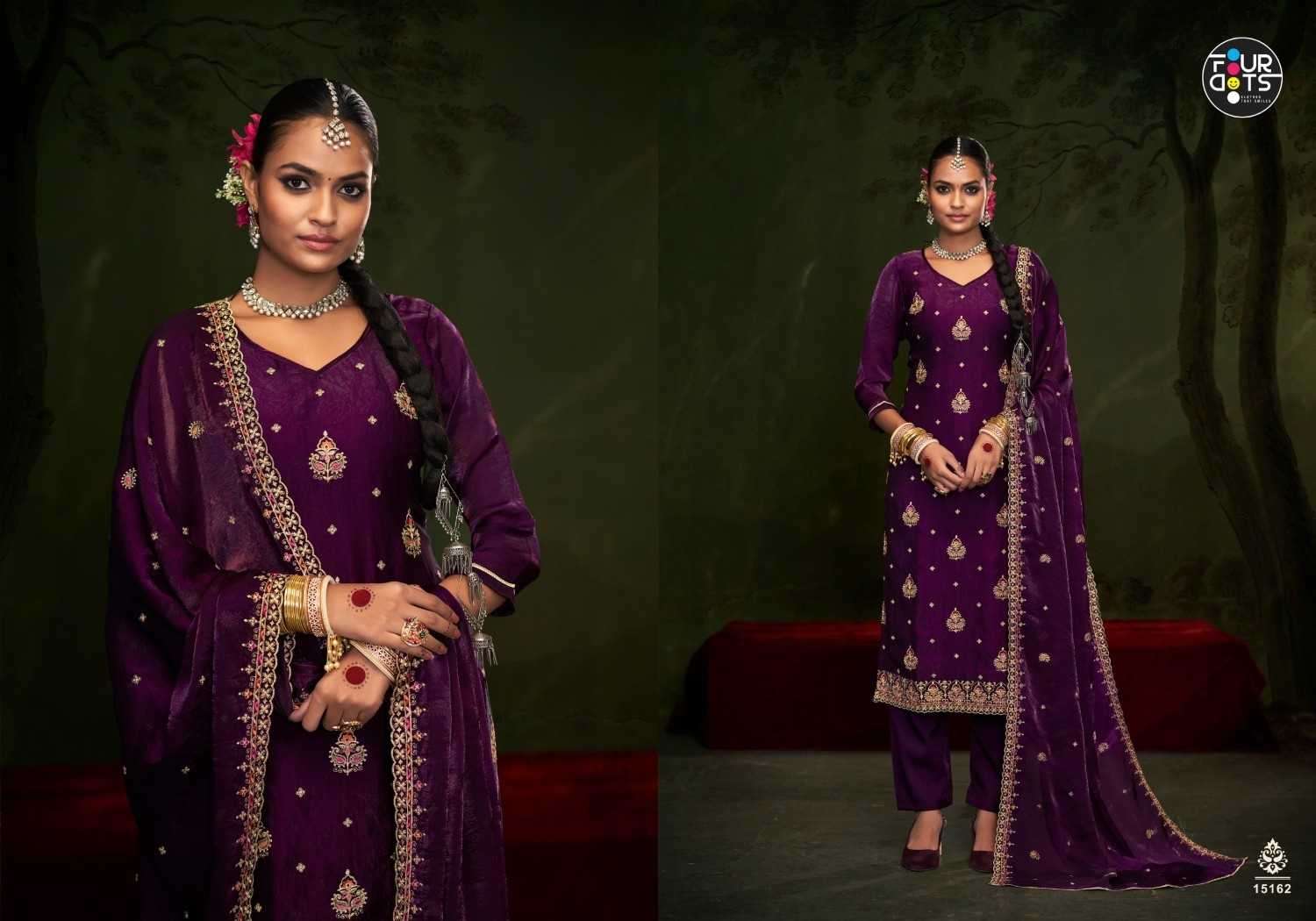 FOURDOTS PRESENTS GAJBAN VISCOSE FANCY SILK LADIES 3PCS DRESS CATALOG WHOLESALER AND EXPORTER 