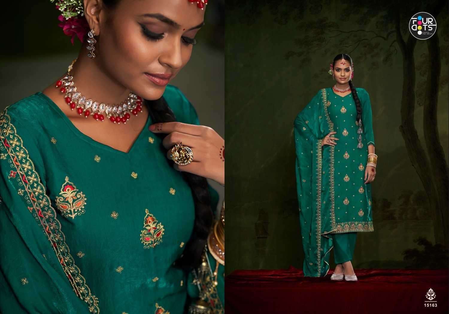 FOURDOTS PRESENTS GAJBAN VISCOSE FANCY SILK LADIES 3PCS DRESS CATALOG WHOLESALER AND EXPORTER 