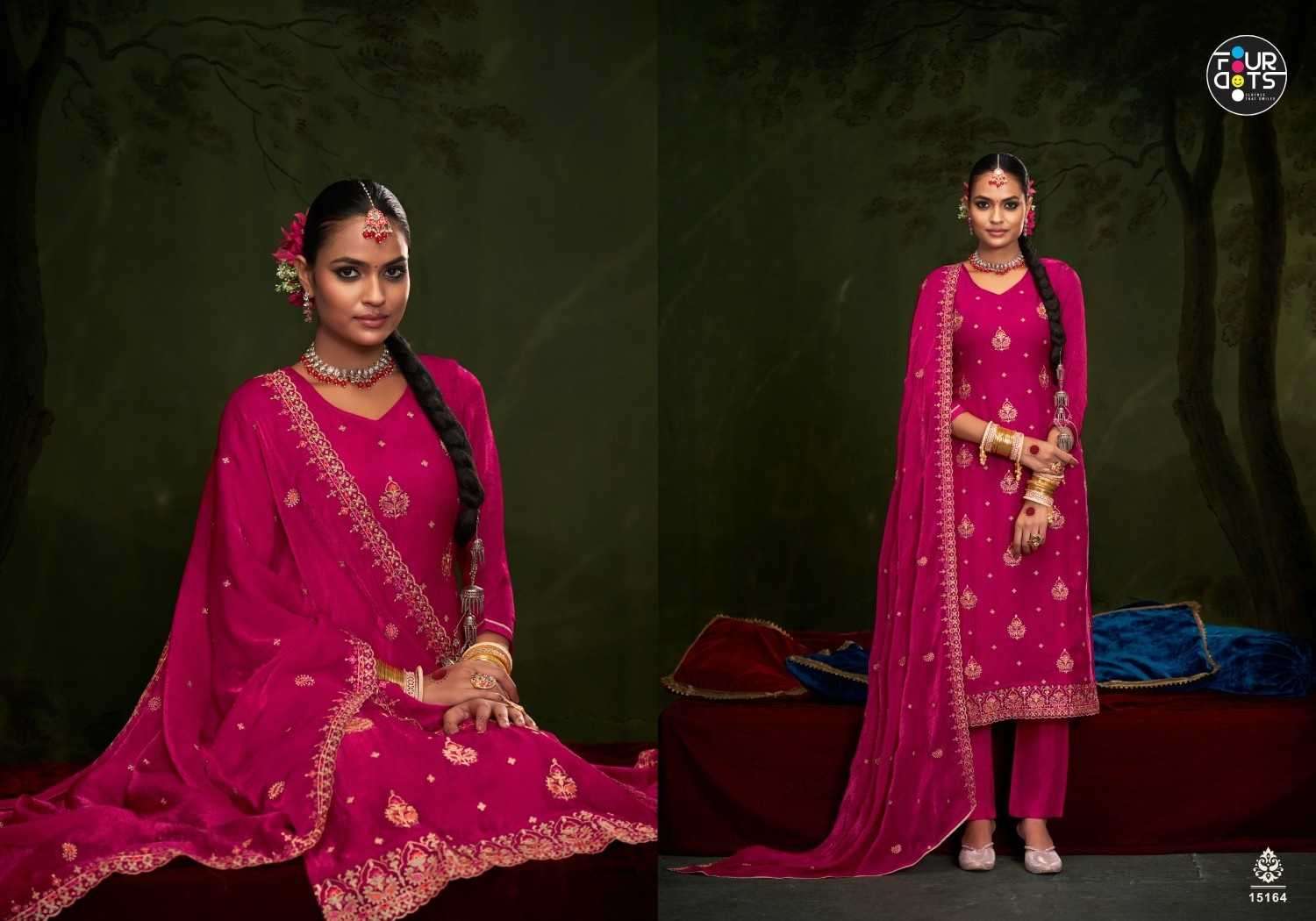 FOURDOTS PRESENTS GAJBAN VISCOSE FANCY SILK LADIES 3PCS DRESS CATALOG WHOLESALER AND EXPORTER 