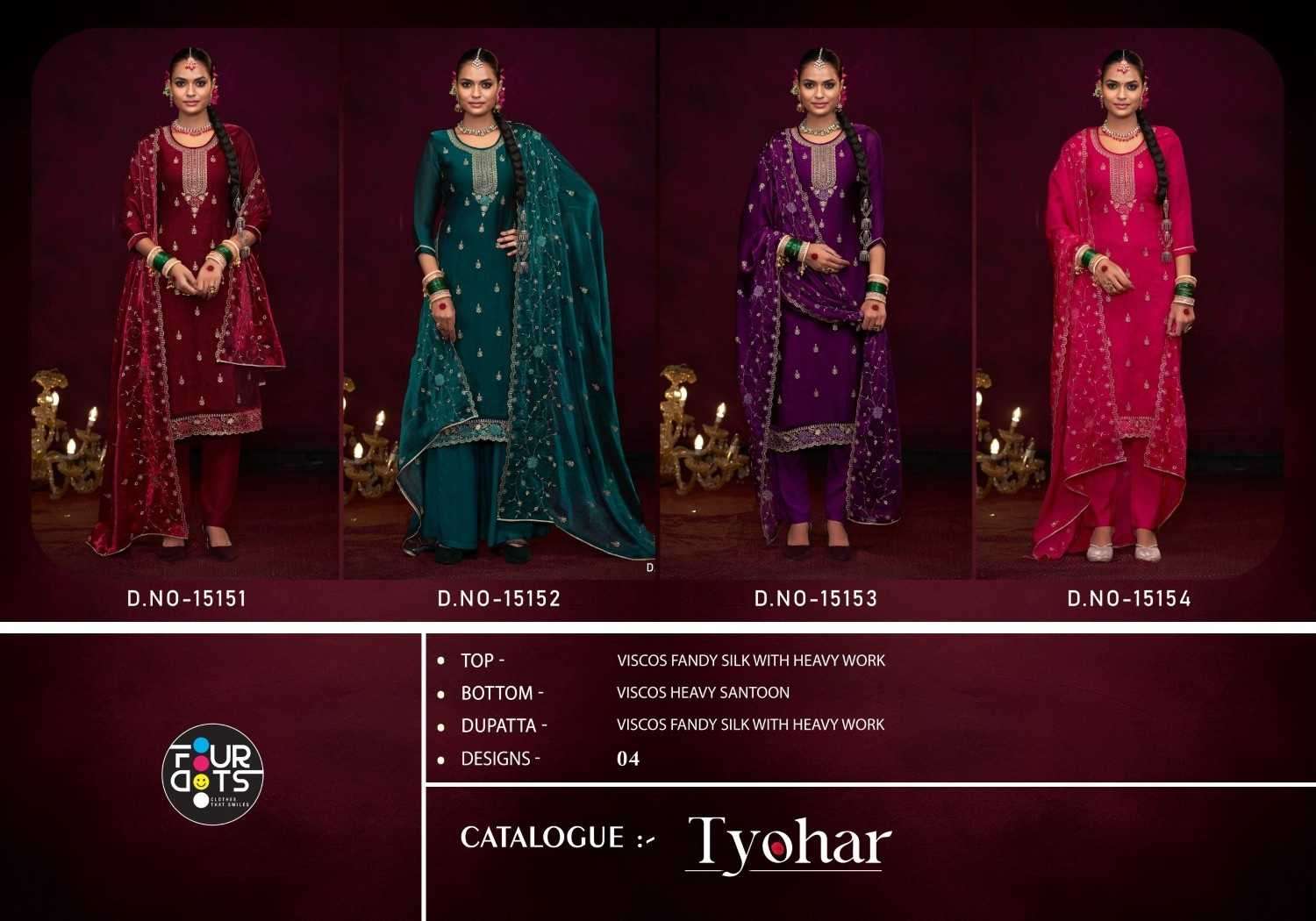 FOURDOTS PRESENTS TYOHAR VISCOSE FANCY SILK WORK LADIES SUITS CATALOG WHOLESALER AND EXPORTER 
