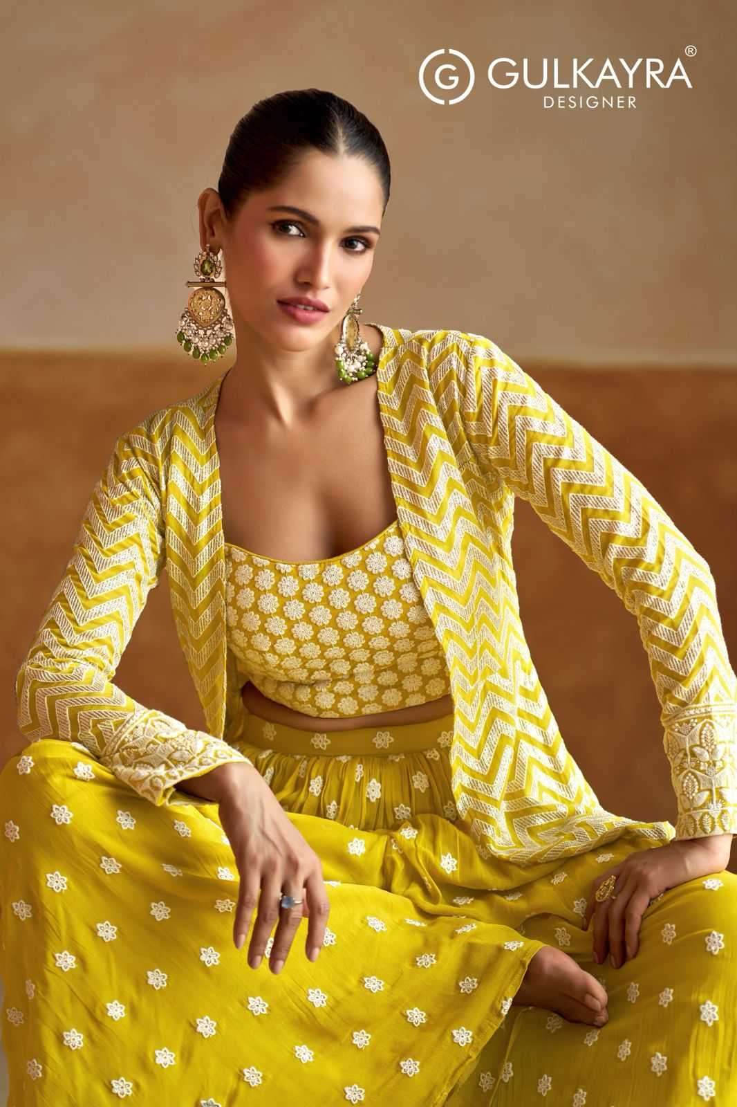 GULKAYRA DESIGNER GEETIKA GEORGETTE FULLY STITCH TRADITIONAL INDO WESTERN DRESS CATALOG WHOLESALER 