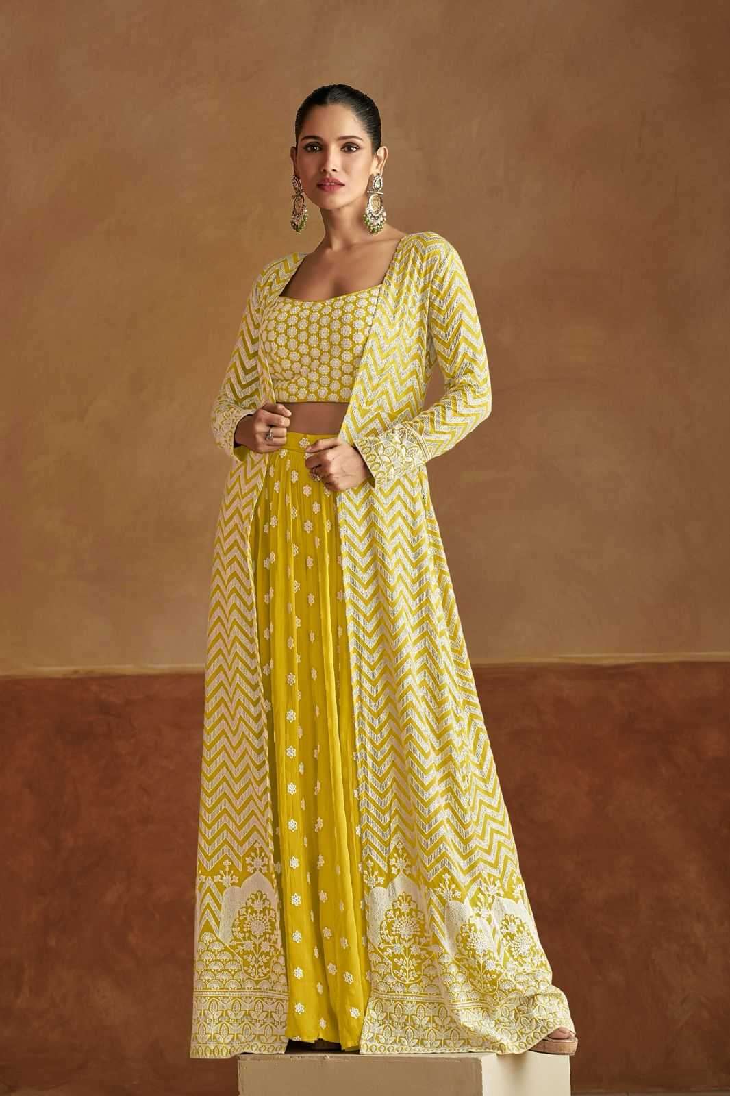 GULKAYRA DESIGNER GEETIKA GEORGETTE FULLY STITCH TRADITIONAL INDO WESTERN DRESS CATALOG WHOLESALER 