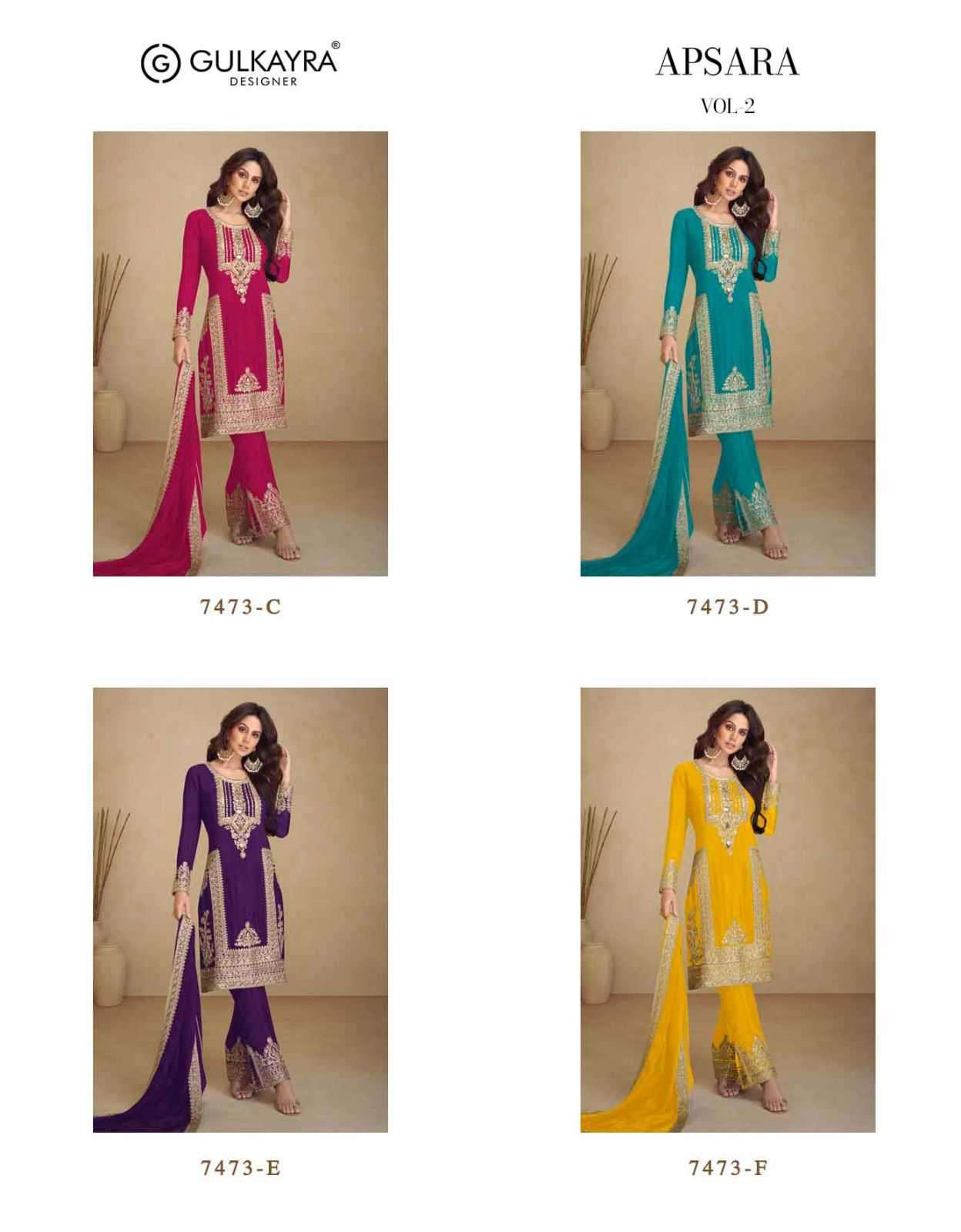 GULKAYRA DESIGNER PRESENTS APSARA VOL 2 CHINON READYMADE PARTY WEAR 3PCS DRESS CATALOG WHOLESALER AND EXPORTER 