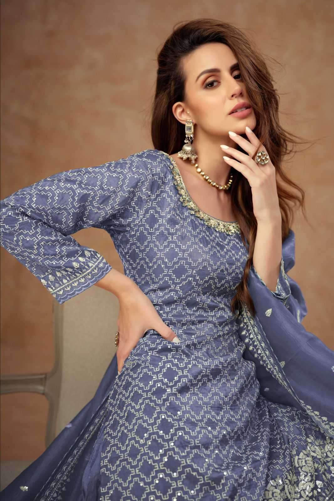 GULKAYRA DESIGNER PRESENTS DAISY READYMADE GOLD SILK PLAZZO STYLE FESTIVE LADIES SUIT CATALOG WHOLESALER AND EXPORTER 