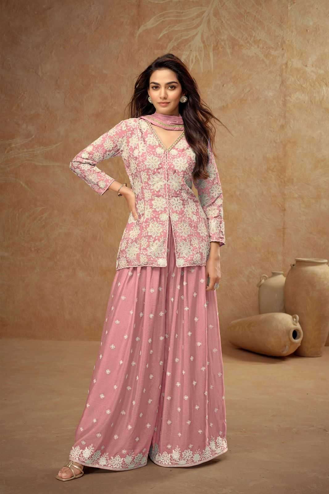 GULKAYRA DESIGNER PRESENTS FIRDOUS 7511 CHINON READYMADE EXCLUSIVE PLAZZO SUIT CATALOG WHOLESALER AND EXPORTER 