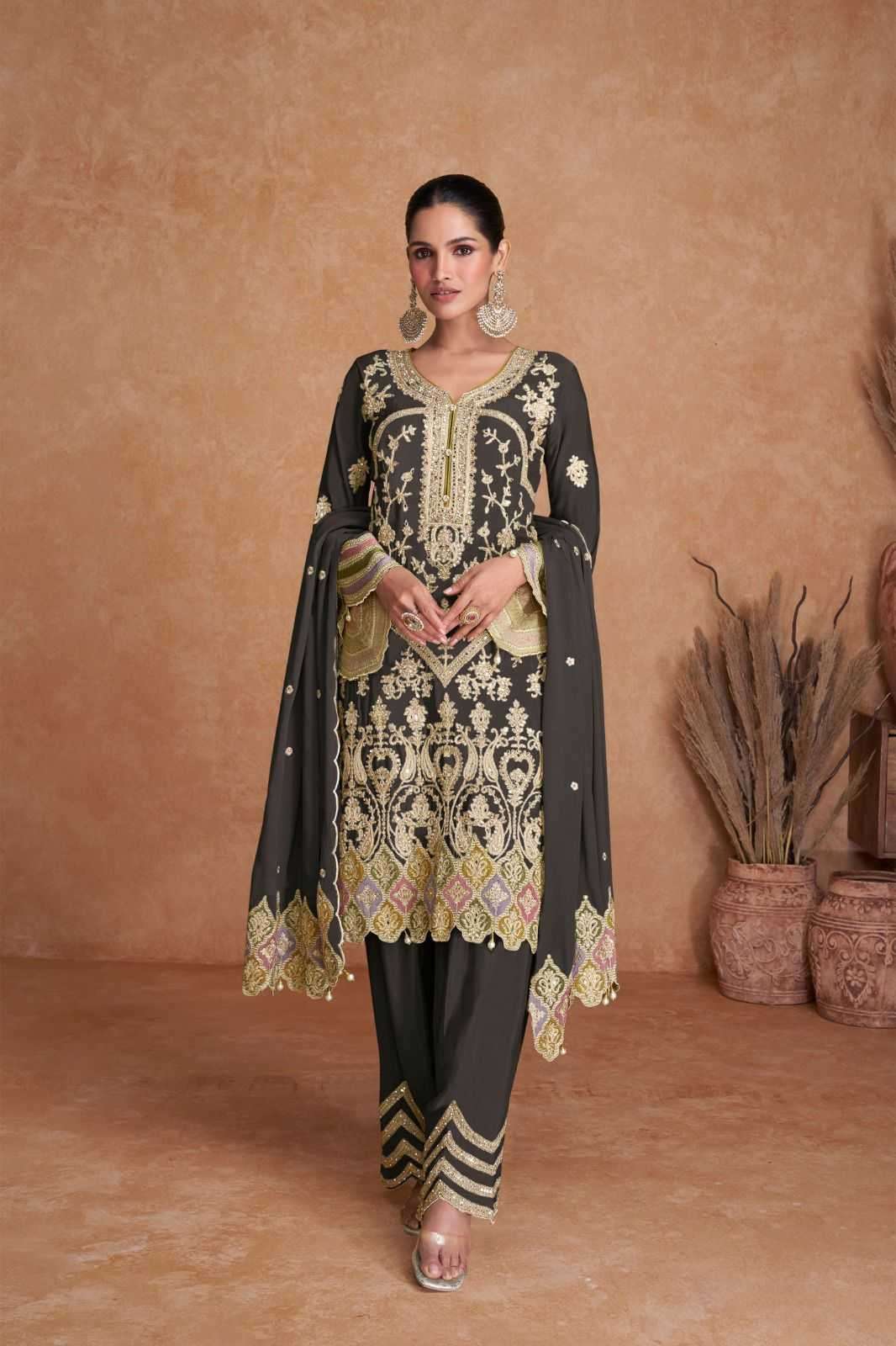 GULKAYRA DESIGNER PRESENTS LIYANA VOL-1 FULLY STITCH CLASSIC CHINON 3PCS DRESS CATALOG WHOLESALER AND EXPORTER 