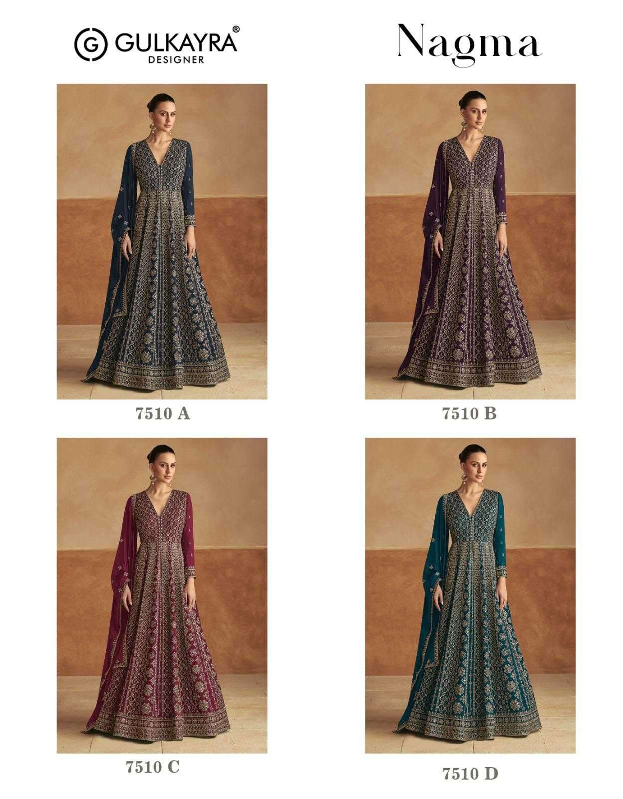 GULKAYRA DESIGNER PRESENTS NAGMA READYMADE EXCLUSIVE CHINON FESTIVE GOWN CATALOG WHOLESALER AND EXPORTER 