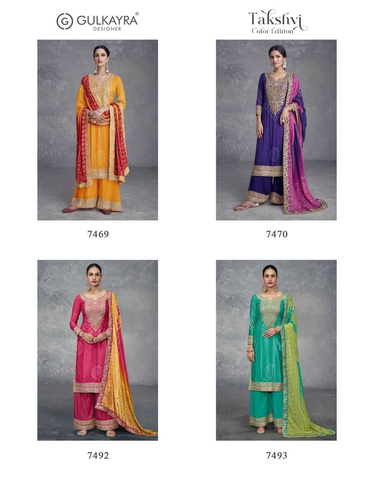 GULKAYRA DESIGNER PRESENTS TAKSHVI COLOUR EDITION READYMADE EXCLUSIVE 3PCS DRESS CATALOG WHOLESALER AND EXPORTER 