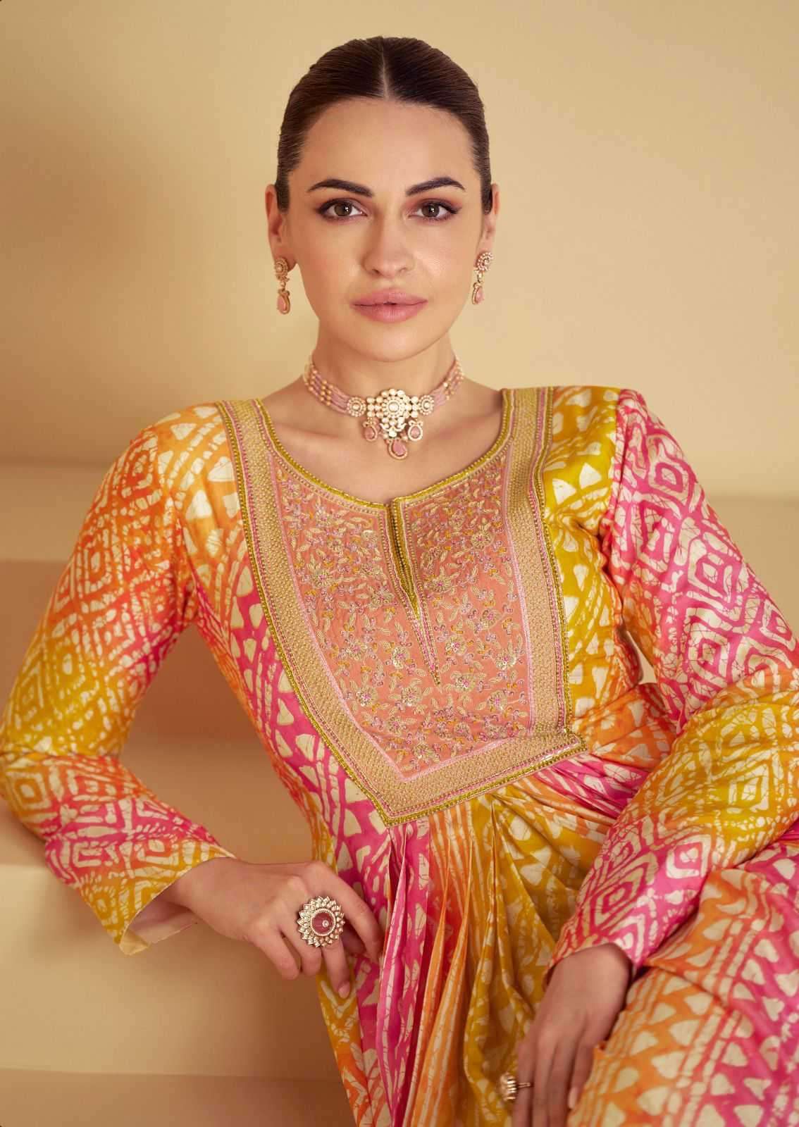 GULKAYRA DESIGNER PRESENTS VAARI FULLY STITCH STYLISH MUSLIN PRINT GOWN WITH DUPATTA CATALOG WHOLESALER AND EXPORTER 