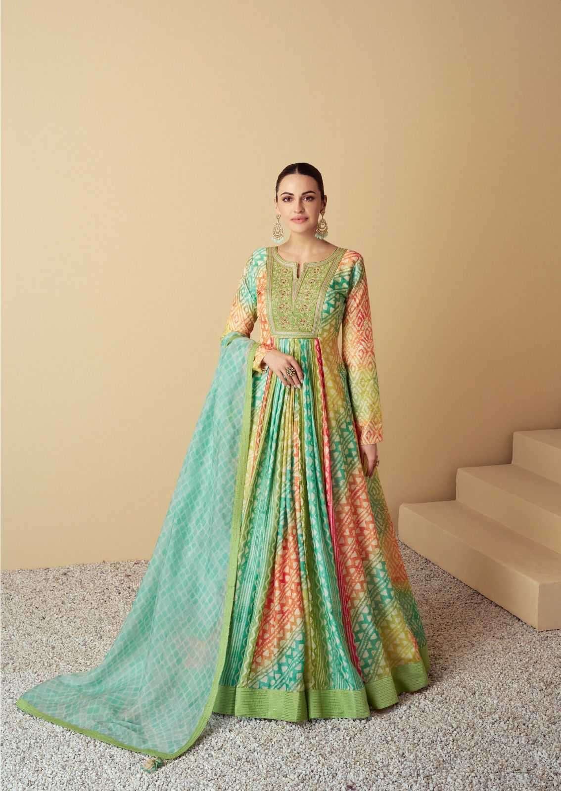 GULKAYRA DESIGNER PRESENTS VAARI FULLY STITCH STYLISH MUSLIN PRINT GOWN WITH DUPATTA CATALOG WHOLESALER AND EXPORTER 