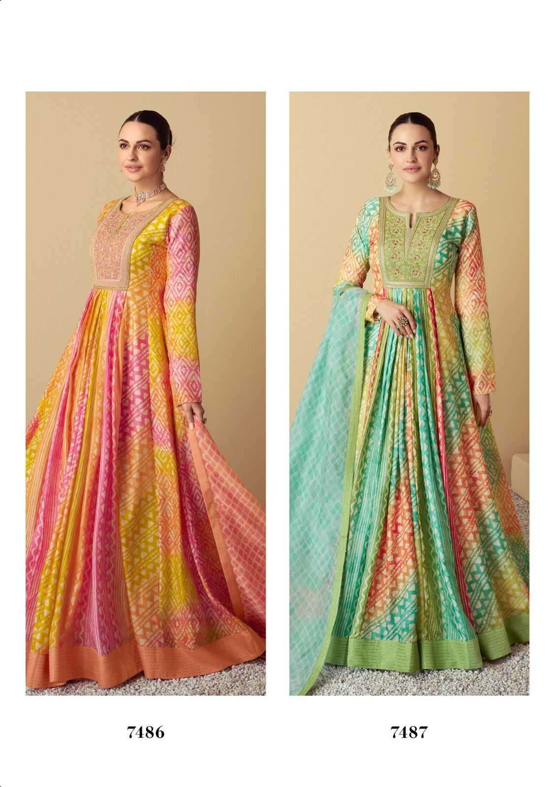 GULKAYRA DESIGNER PRESENTS VAARI FULLY STITCH STYLISH MUSLIN PRINT GOWN WITH DUPATTA CATALOG WHOLESALER AND EXPORTER 