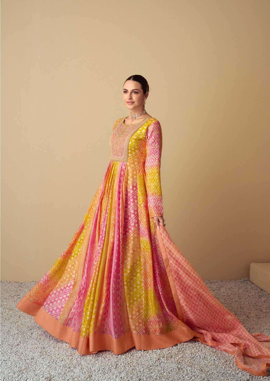 GULKAYRA DESIGNER PRESENTS VAARI FULLY STITCH STYLISH MUSLIN PRINT GOWN WITH DUPATTA CATALOG WHOLESALER AND EXPORTER 