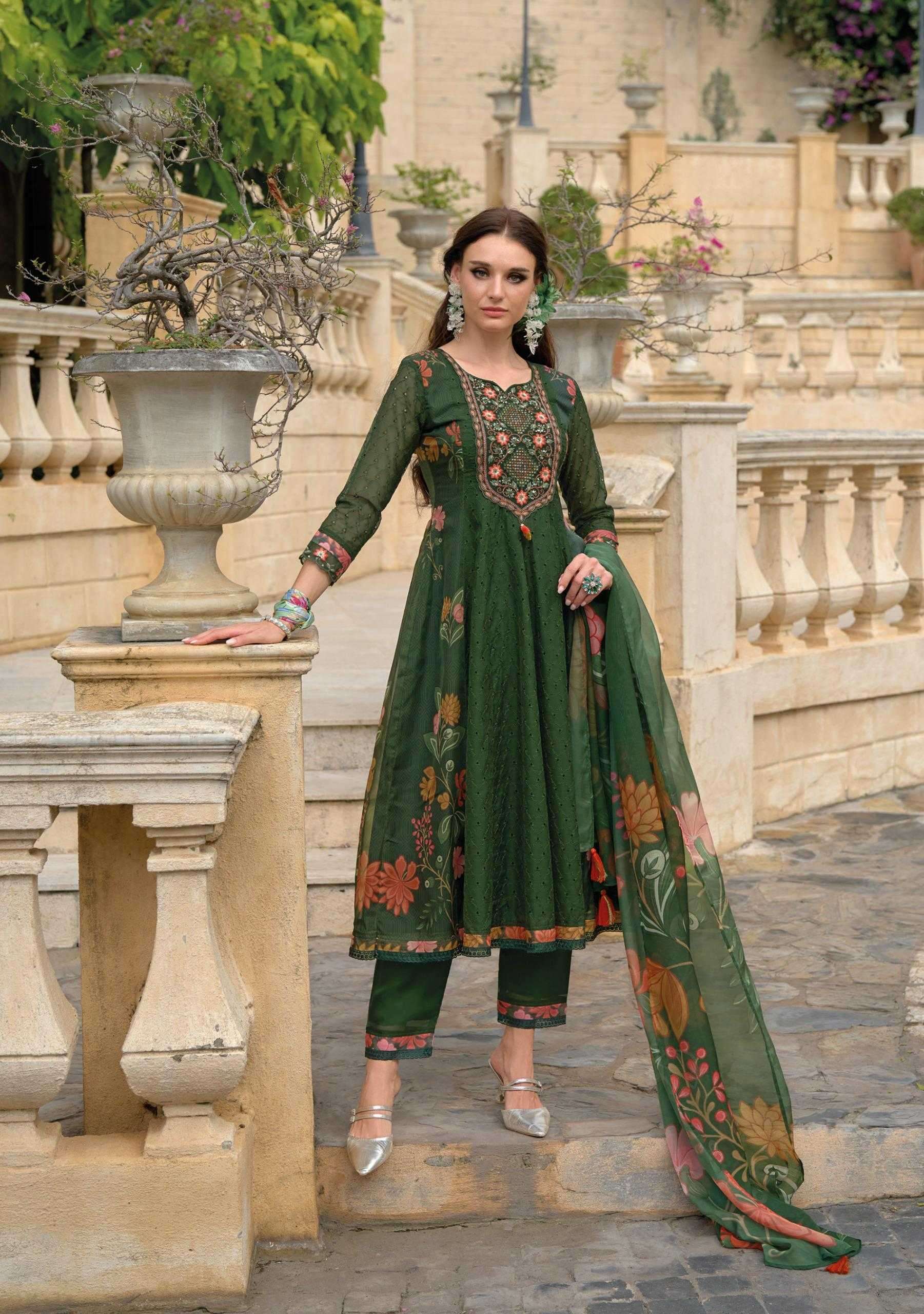 KAILEE FASHION PRESENTS MERAKI 24 CHIKANKARI FULLY STITCH PARTY WEAR HANDWORK SUIT CATALOG WHOLESALER 