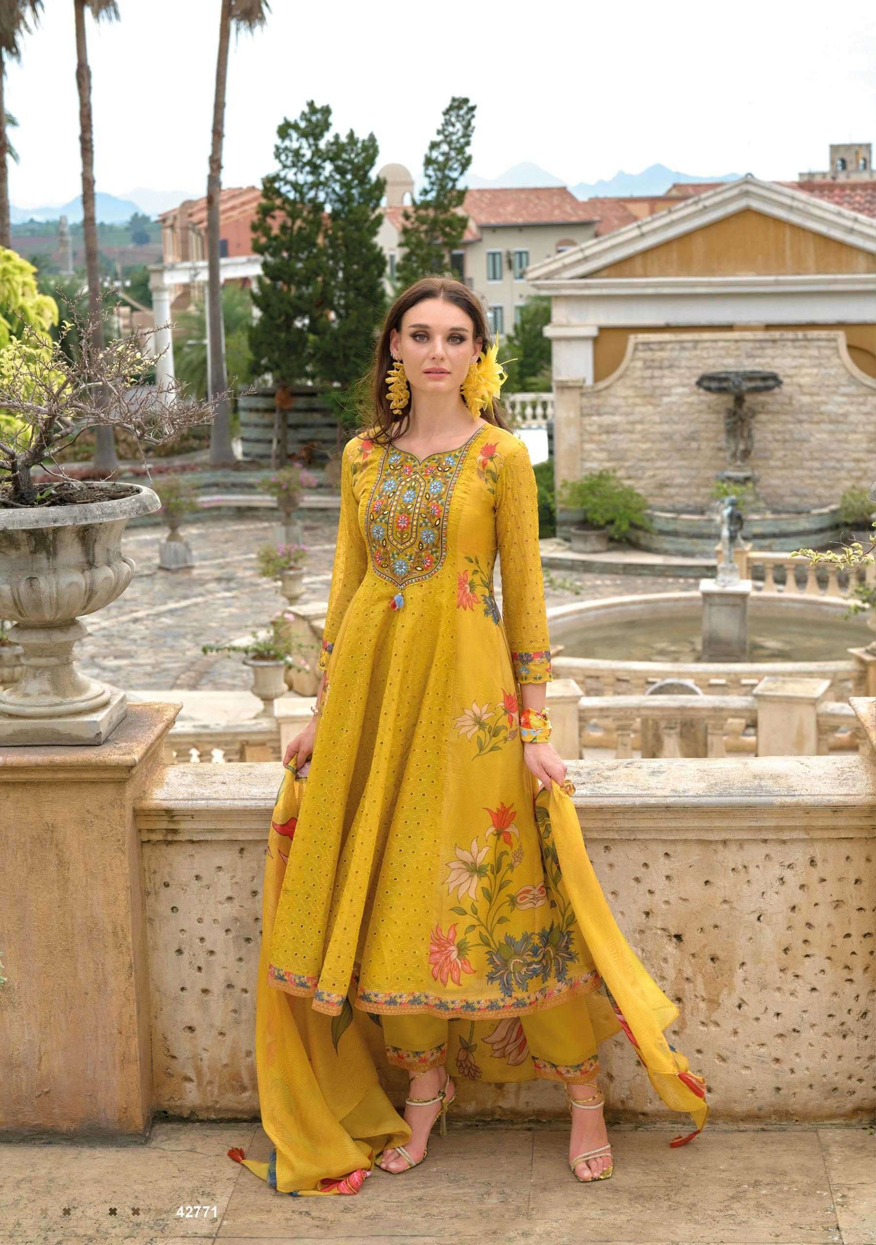 KAILEE FASHION PRESENTS MERAKI 24 CHIKANKARI FULLY STITCH PARTY WEAR HANDWORK SUIT CATALOG WHOLESALER 