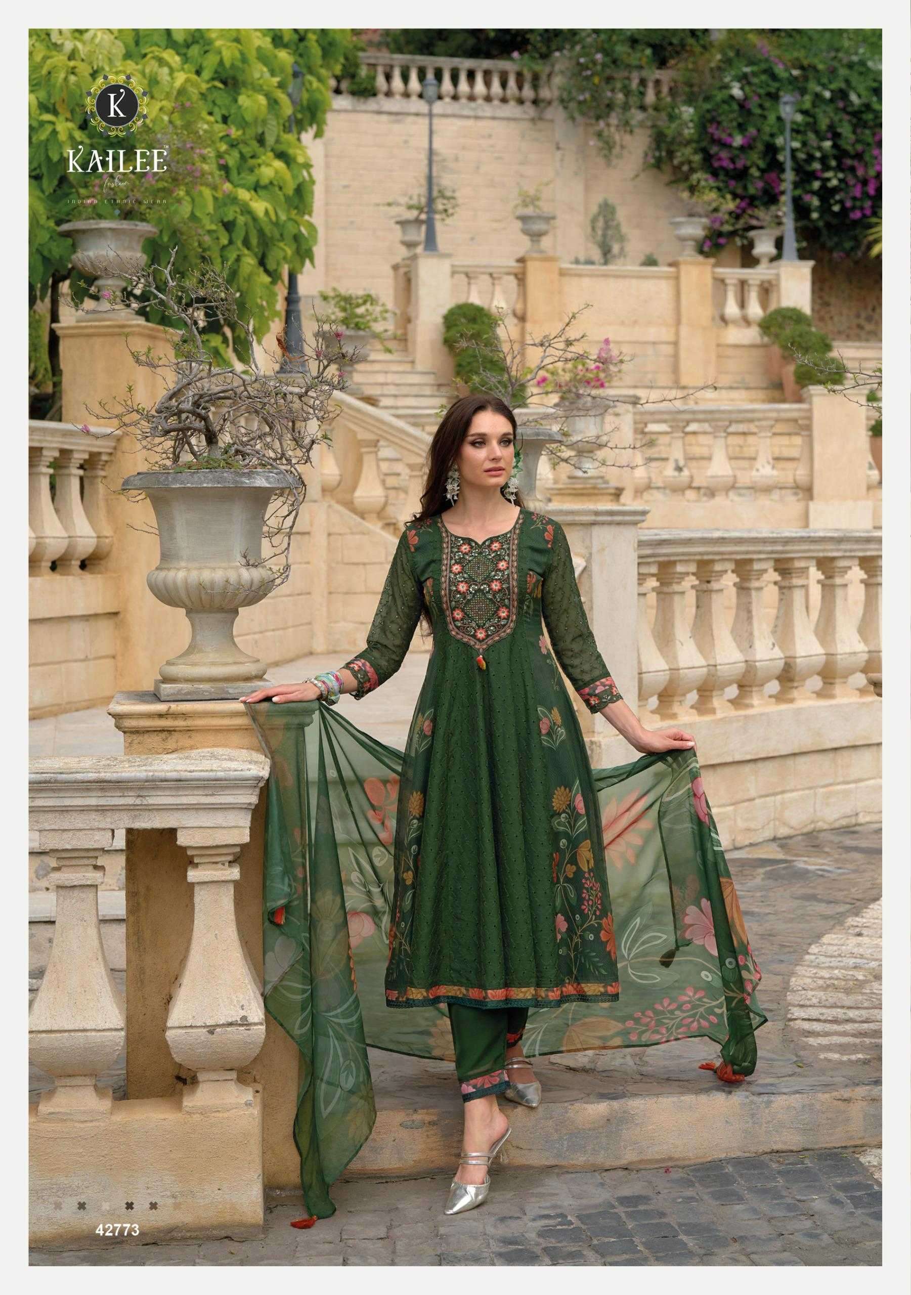 KAILEE FASHION PRESENTS MERAKI 24 CHIKANKARI FULLY STITCH PARTY WEAR HANDWORK SUIT CATALOG WHOLESALER 