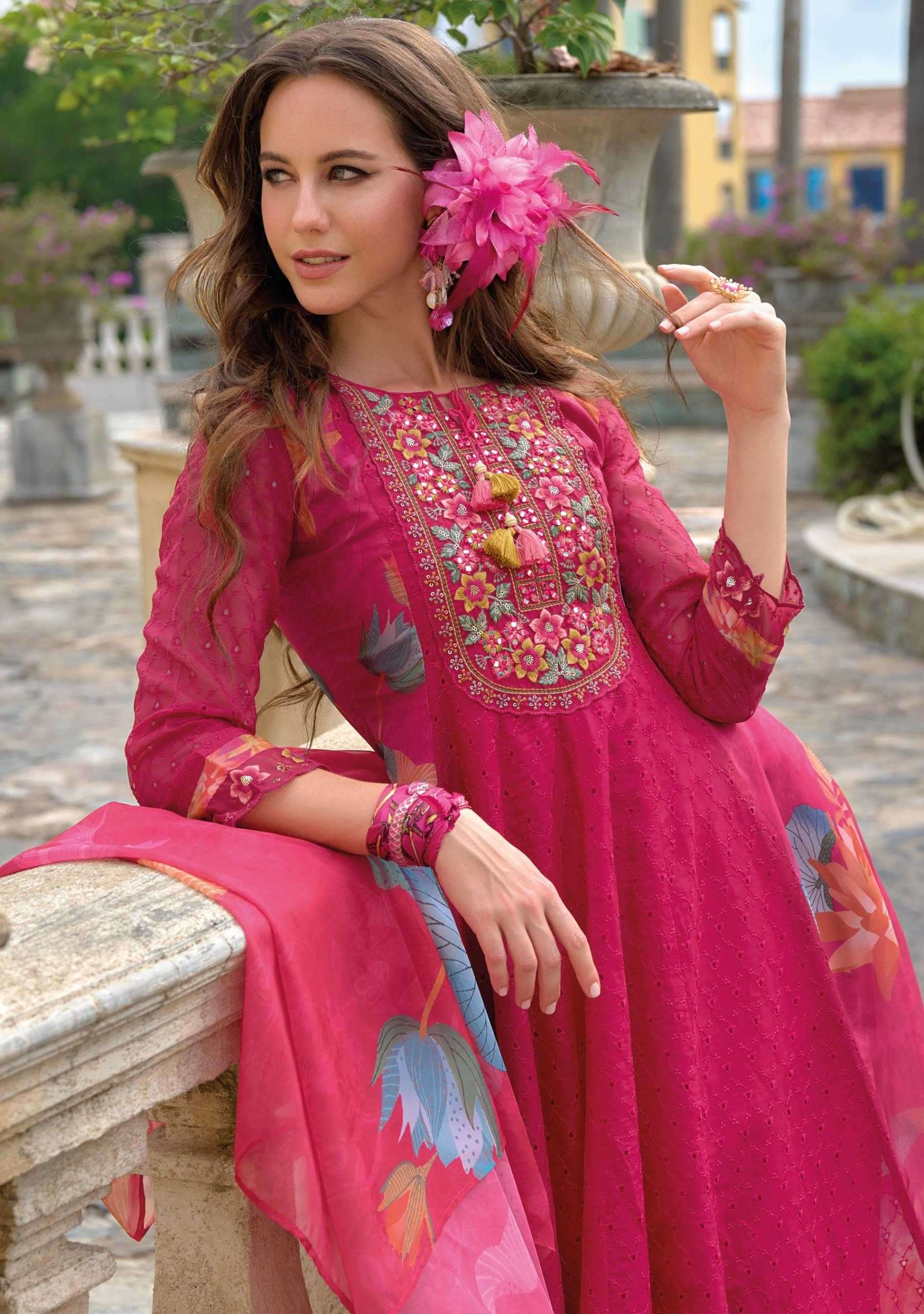 KAILEE FASHION PRESENTS MERAKI 24 CHIKANKARI FULLY STITCH PARTY WEAR HANDWORK SUIT CATALOG WHOLESALER 