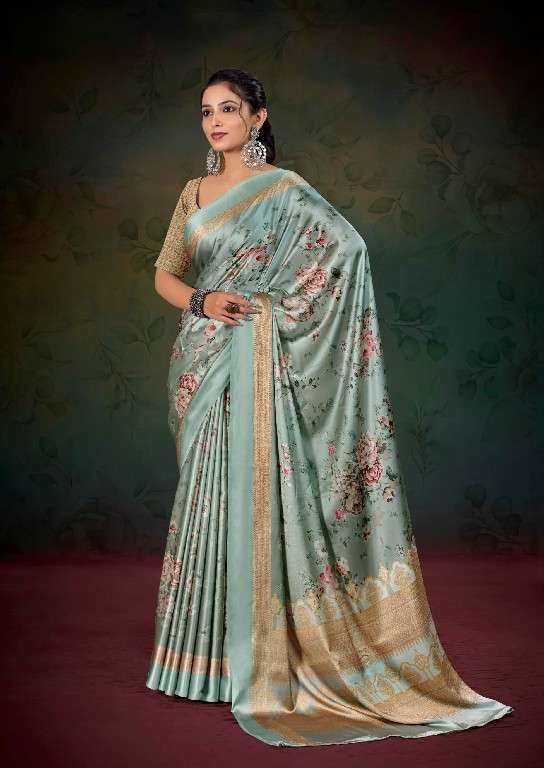 KASHVI CREATION PRESENTS DIVYANI VOL-4 1001-1008 SATIN PRINT SAREES CATALOG WHOLESALER AND EXPORTER 