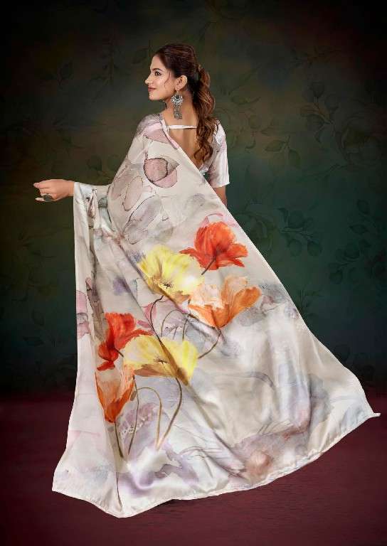 KASHVI CREATION PRESENTS DIVYANI VOL-4 1001-1008 SATIN PRINT SAREES CATALOG WHOLESALER AND EXPORTER 