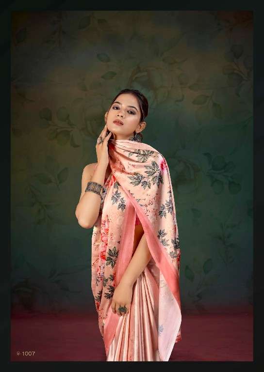KASHVI CREATION PRESENTS DIVYANI VOL-4 1001-1008 SATIN PRINT SAREES CATALOG WHOLESALER AND EXPORTER 