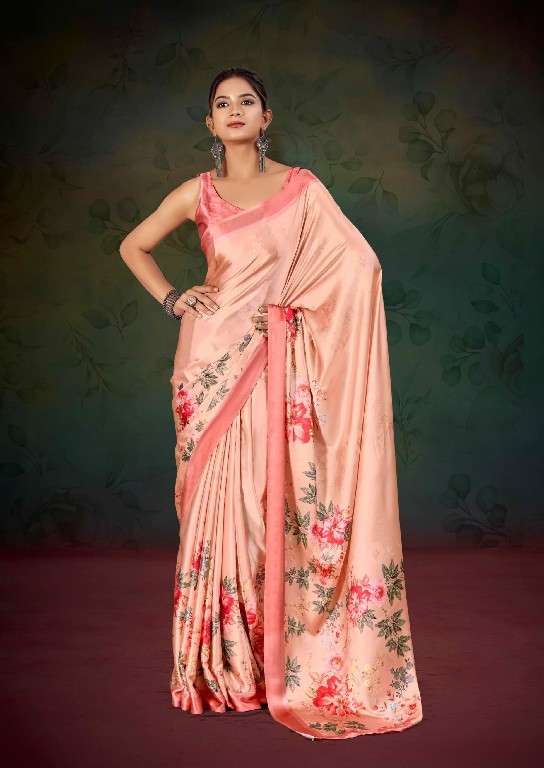 KASHVI CREATION PRESENTS DIVYANI VOL-4 1001-1008 SATIN PRINT SAREES CATALOG WHOLESALER AND EXPORTER 