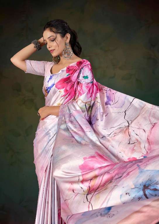 KASHVI CREATION PRESENTS DIVYANI VOL-4 1001-1008 SATIN PRINT SAREES CATALOG WHOLESALER AND EXPORTER 