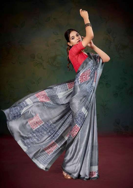 KASHVI CREATION PRESENTS DIVYANI VOL-4 1001-1008 SATIN PRINT SAREES CATALOG WHOLESALER AND EXPORTER 