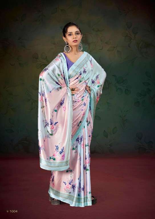 KASHVI CREATION PRESENTS DIVYANI VOL-4 1001-1008 SATIN PRINT SAREES CATALOG WHOLESALER AND EXPORTER 