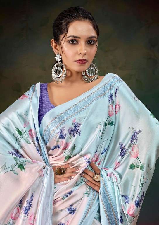 KASHVI CREATION PRESENTS DIVYANI VOL-4 1001-1008 SATIN PRINT SAREES CATALOG WHOLESALER AND EXPORTER 