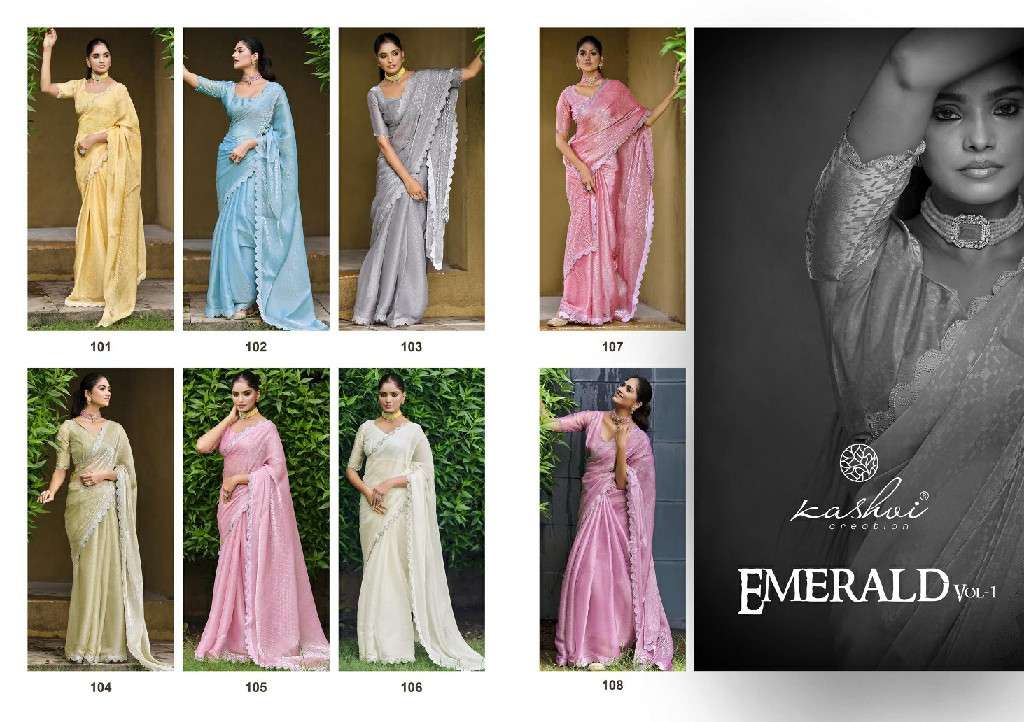 KASHVI CREATION PRESENTS EMERALD VOL-1 FANCY TRADITIONAL SAREE WITH BLOUSE CATALOG WHOLESALER AND EXPORTER 