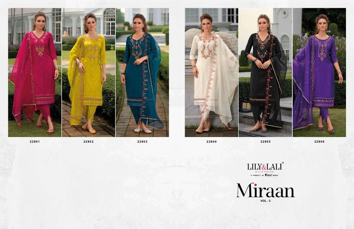 LILY & LALI PRESENTS MIRAAN VOL-3 VISCOSE SILK HANDWORK READYMADE 3PCS DRESS CATALOG WHOLESALER AND EXPORTER 