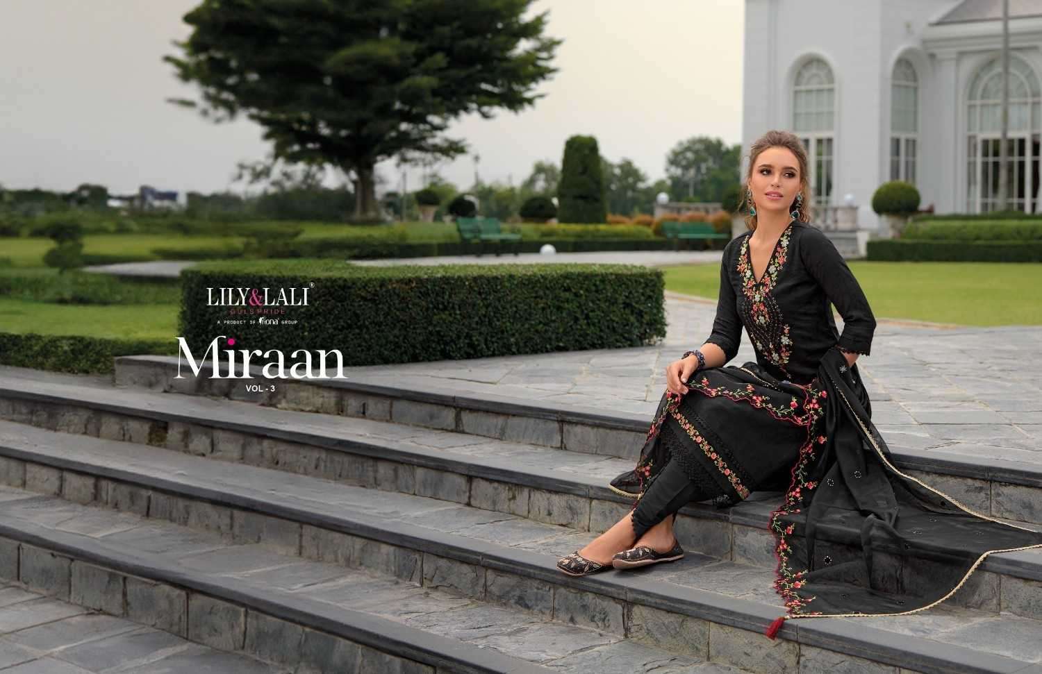 LILY & LALI PRESENTS MIRAAN VOL-3 VISCOSE SILK HANDWORK READYMADE 3PCS DRESS CATALOG WHOLESALER AND EXPORTER 