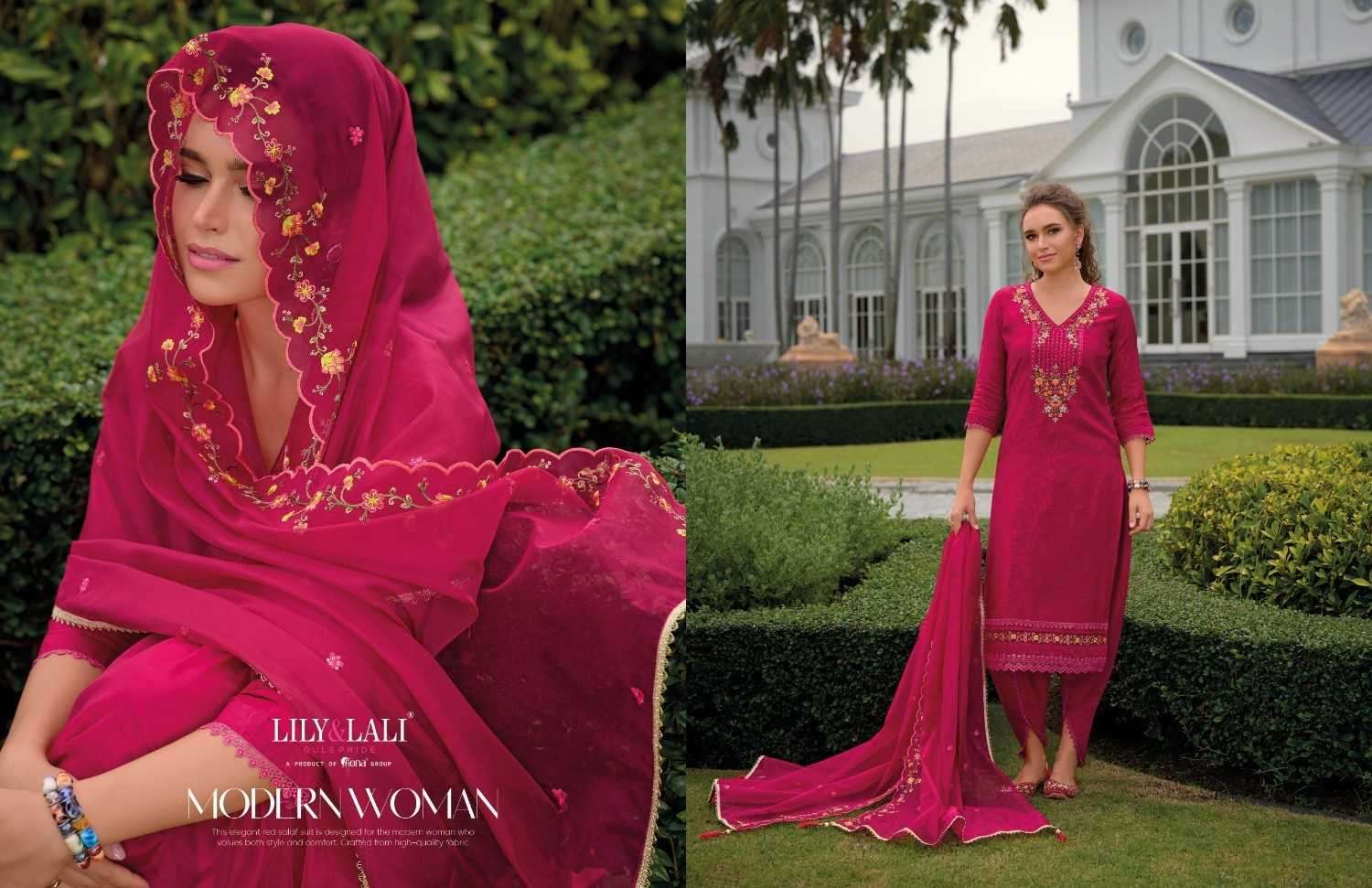 LILY & LALI PRESENTS MIRAAN VOL-3 VISCOSE SILK HANDWORK READYMADE 3PCS DRESS CATALOG WHOLESALER AND EXPORTER 