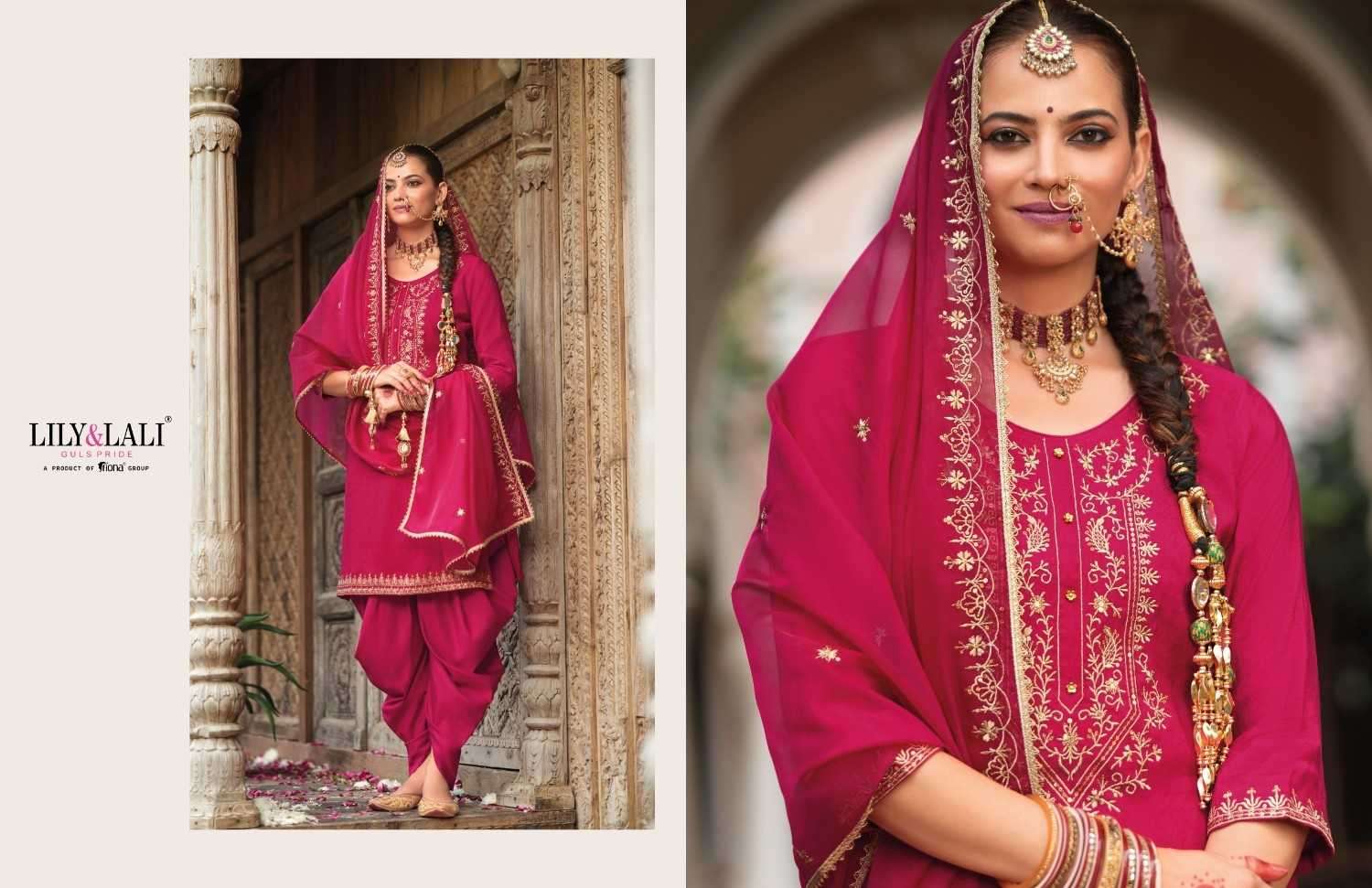 LILY & LALI PRESENTS REAL TULIP VISCOSE JACQUARD FULL STITCH FESTIVE TULIP PANT KURTI WITH DUPATTA CATALOG WHOLESALER AND EXPORTER 