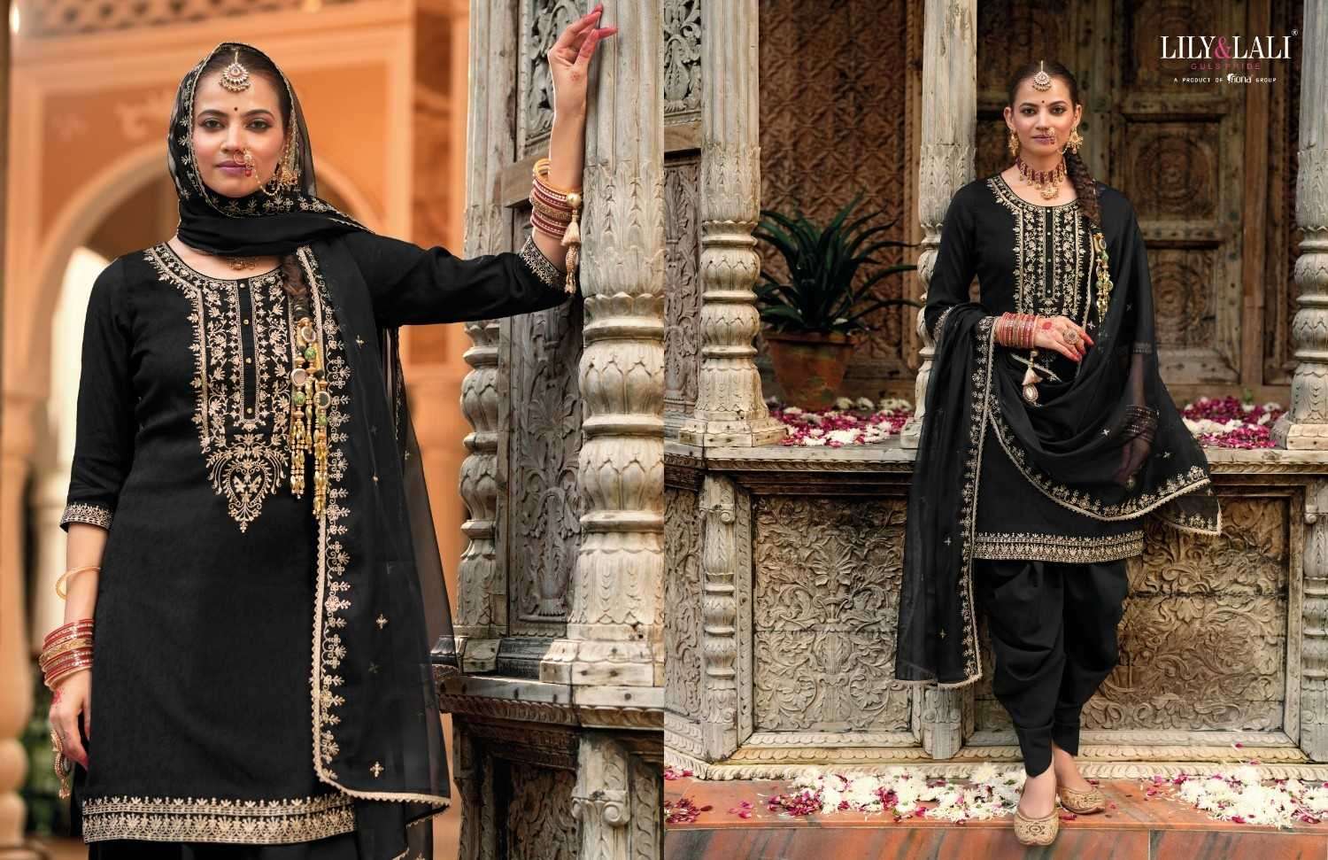 LILY & LALI PRESENTS REAL TULIP VISCOSE JACQUARD FULL STITCH FESTIVE TULIP PANT KURTI WITH DUPATTA CATALOG WHOLESALER AND EXPORTER 