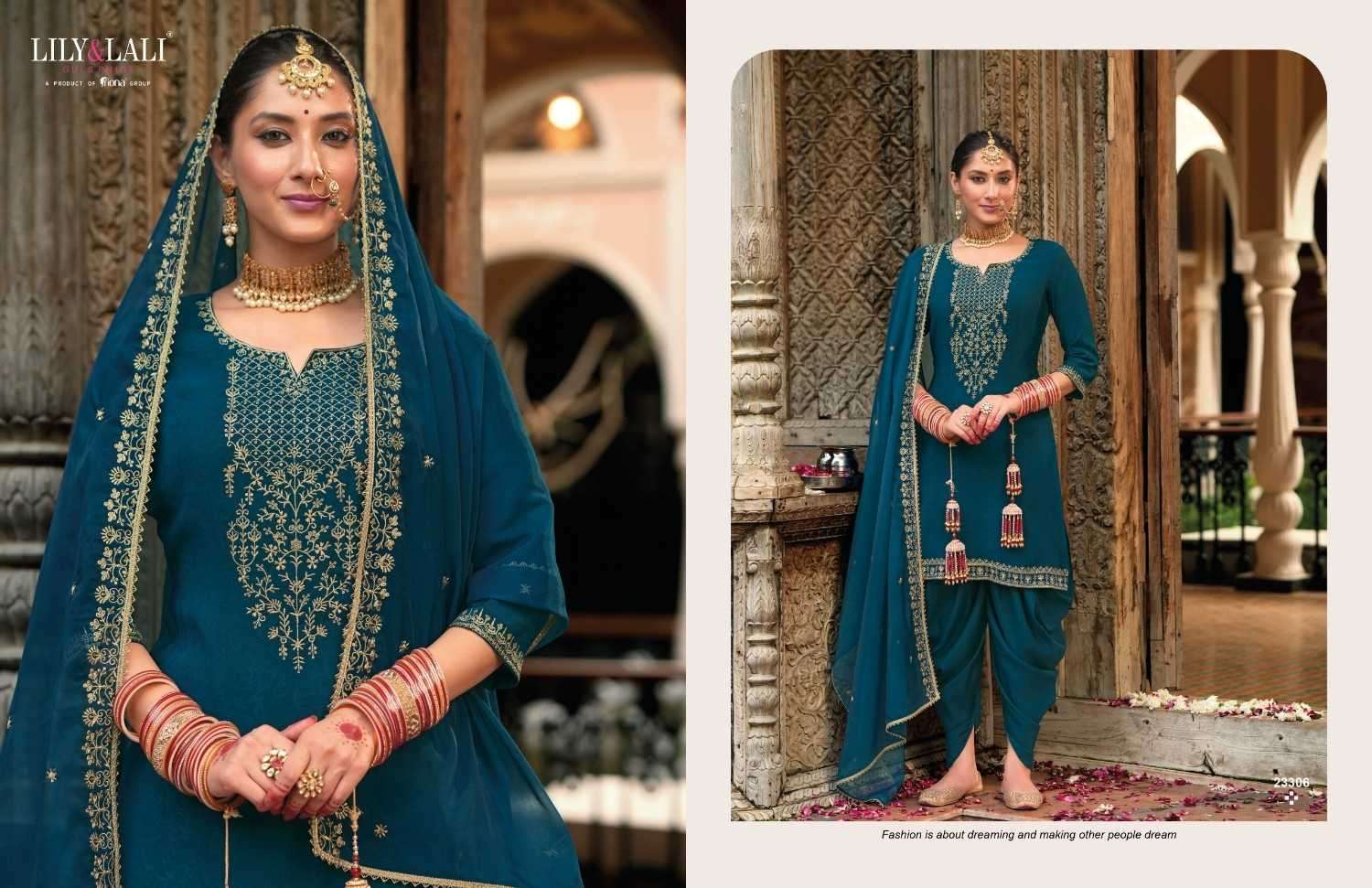 LILY & LALI PRESENTS REAL TULIP VISCOSE JACQUARD FULL STITCH FESTIVE TULIP PANT KURTI WITH DUPATTA CATALOG WHOLESALER AND EXPORTER 