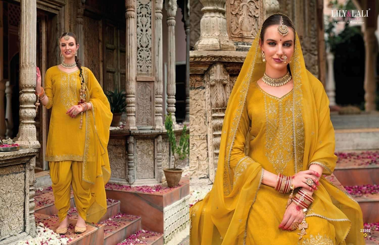 LILY & LALI PRESENTS REAL TULIP VISCOSE JACQUARD FULL STITCH FESTIVE TULIP PANT KURTI WITH DUPATTA CATALOG WHOLESALER AND EXPORTER 
