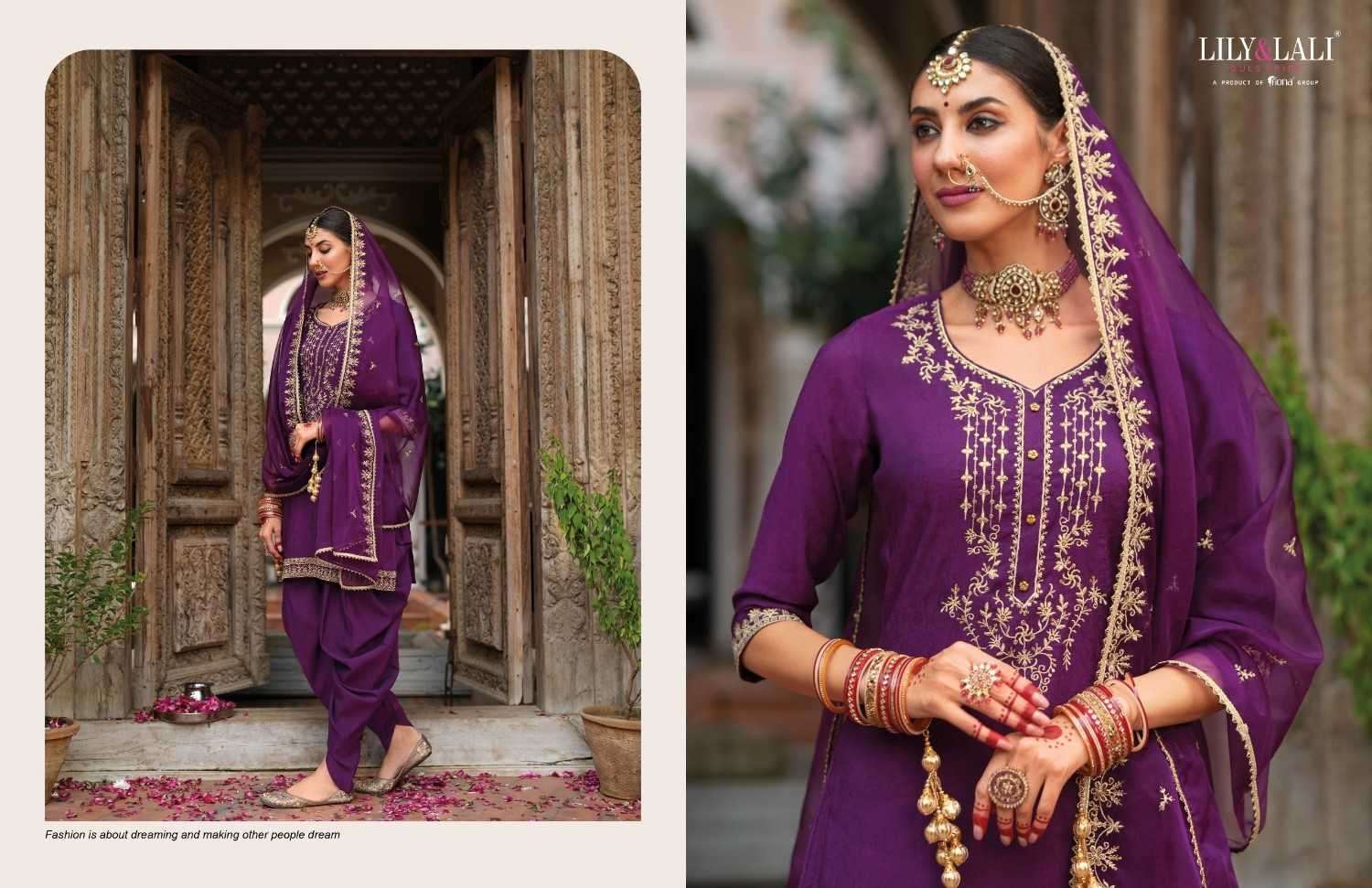 LILY & LALI PRESENTS REAL TULIP VISCOSE JACQUARD FULL STITCH FESTIVE TULIP PANT KURTI WITH DUPATTA CATALOG WHOLESALER AND EXPORTER 