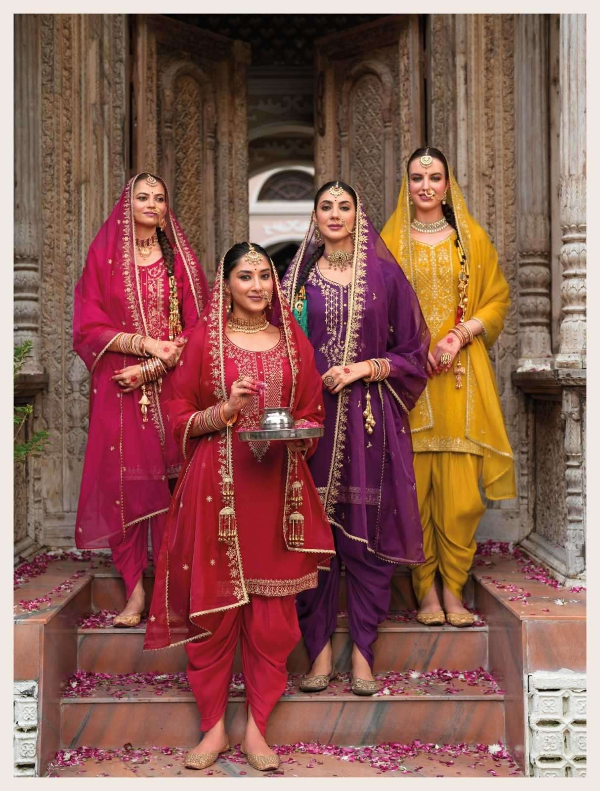 LILY & LALI PRESENTS REAL TULIP VISCOSE JACQUARD FULL STITCH FESTIVE TULIP PANT KURTI WITH DUPATTA CATALOG WHOLESALER AND EXPORTER 