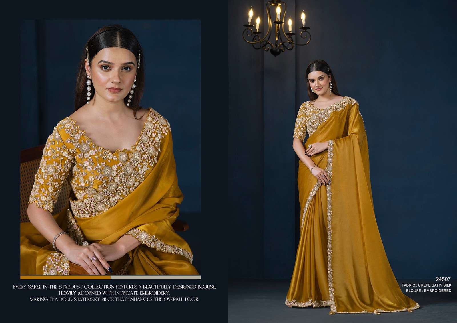 MAHOTSAV PERSENTS MOHMANTHAN 24500 SERIES STARDUST FANCY DESIGNER SAREES CATALOG WHOLESALER AND EXPORTER IN SURAT 
