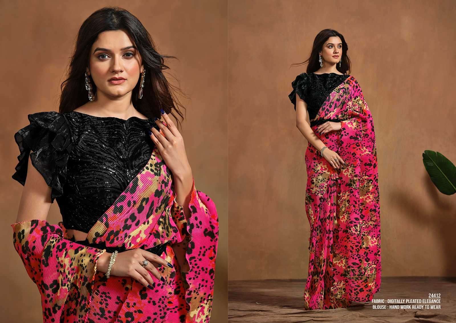 MAHOTSAV PRESENTS MOHMANTHAN 24400 SERIES ADAH TRENDY DESIGNER READY TO WEAR SAREE CATALOG WHOLESALER AND EXPORTER IN SURAT