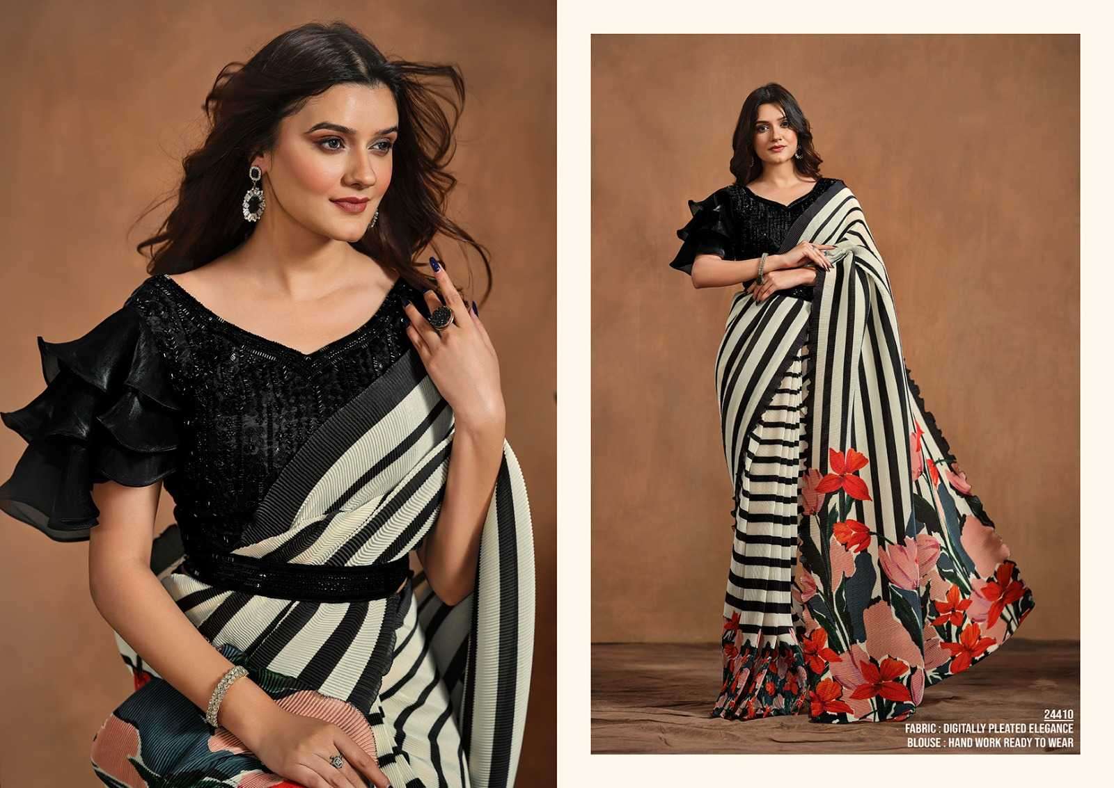 MAHOTSAV PRESENTS MOHMANTHAN 24400 SERIES ADAH TRENDY DESIGNER READY TO WEAR SAREE CATALOG WHOLESALER AND EXPORTER IN SURAT