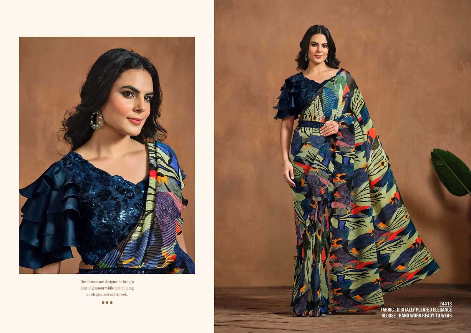 MAHOTSAV PRESENTS MOHMANTHAN 24400 SERIES ADAH TRENDY DESIGNER READY TO WEAR SAREE CATALOG WHOLESALER AND EXPORTER IN SURAT