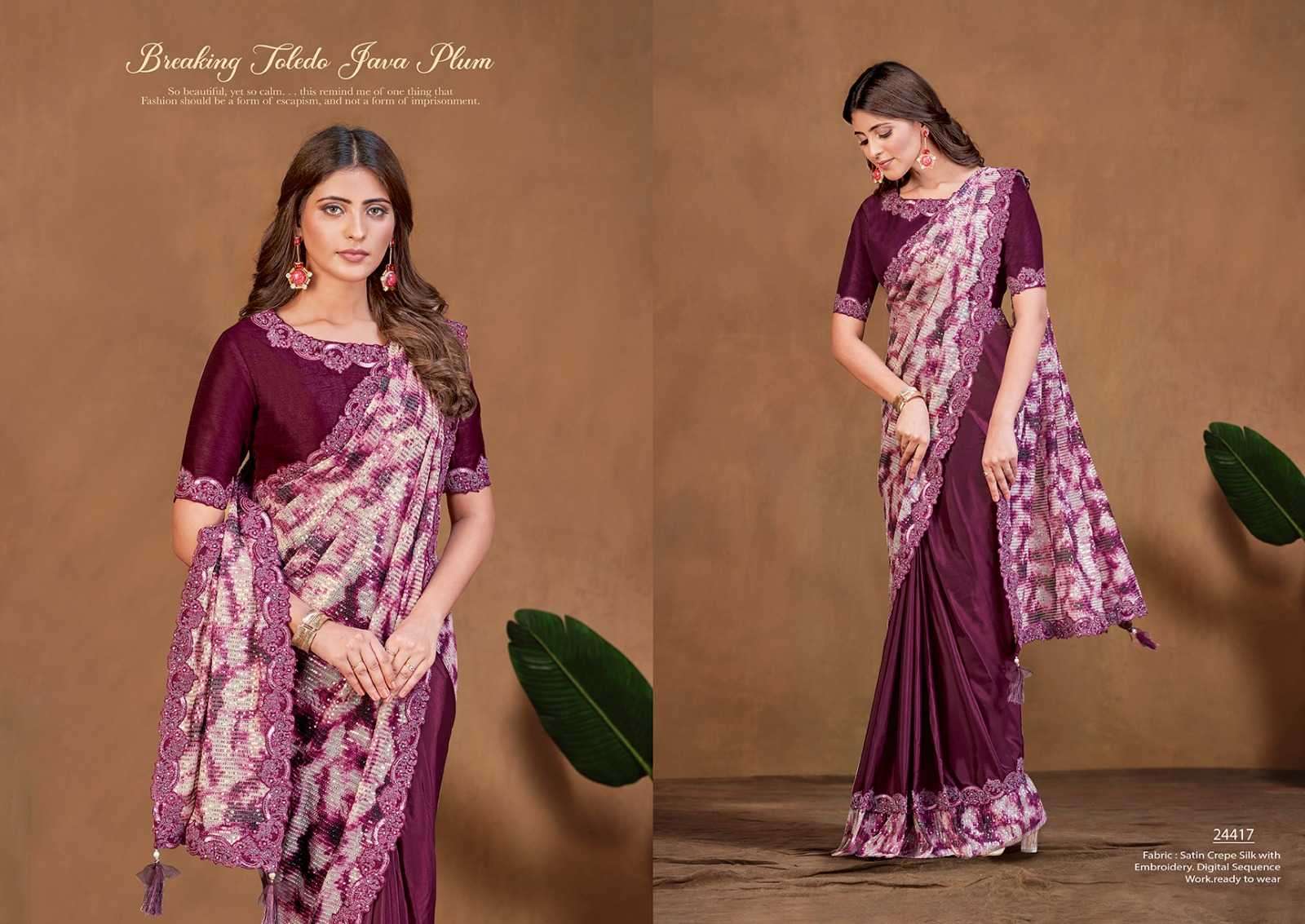 MAHOTSAV PRESENTS MOHMANTHAN 24400 SERIES ADAH TRENDY DESIGNER READY TO WEAR SAREE CATALOG WHOLESALER AND EXPORTER IN SURAT