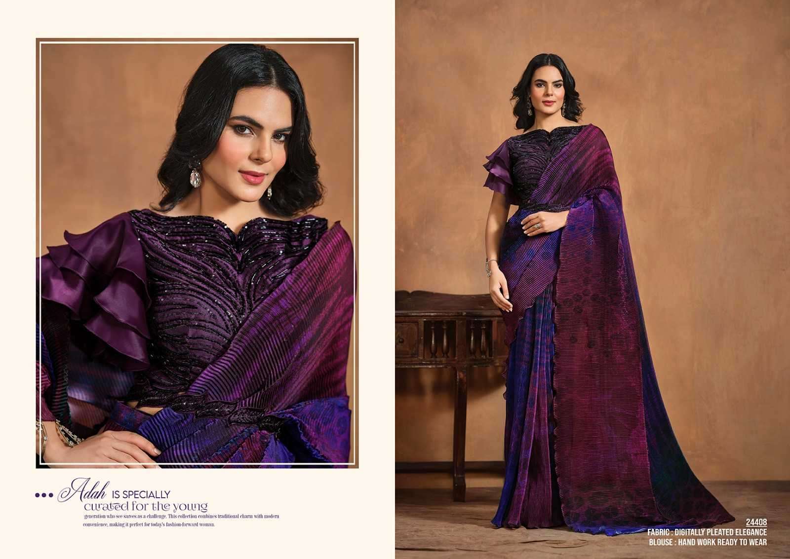 MAHOTSAV PRESENTS MOHMANTHAN 24400 SERIES ADAH TRENDY DESIGNER READY TO WEAR SAREE CATALOG WHOLESALER AND EXPORTER IN SURAT